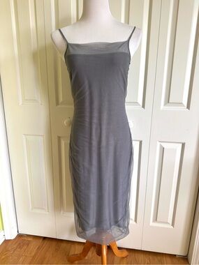 TONI GARD Gray Mesh Slip Dress M